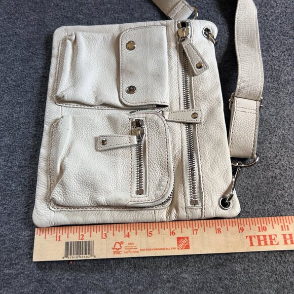 Fossil Sutter Crossbody Bag Purse White Pebbled Leather Pockets Soft 75082 - Picture 3 of 16
